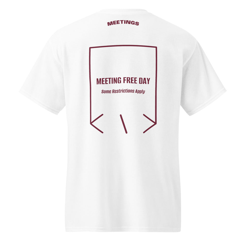Meeting Free Day — White Maroon back mockup