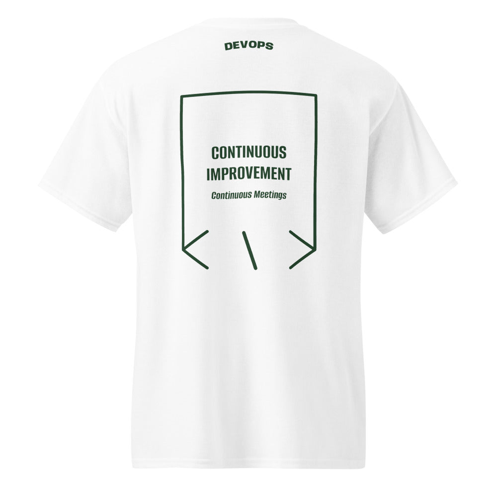 Continuous Improvement — White Forest Green back mockup
