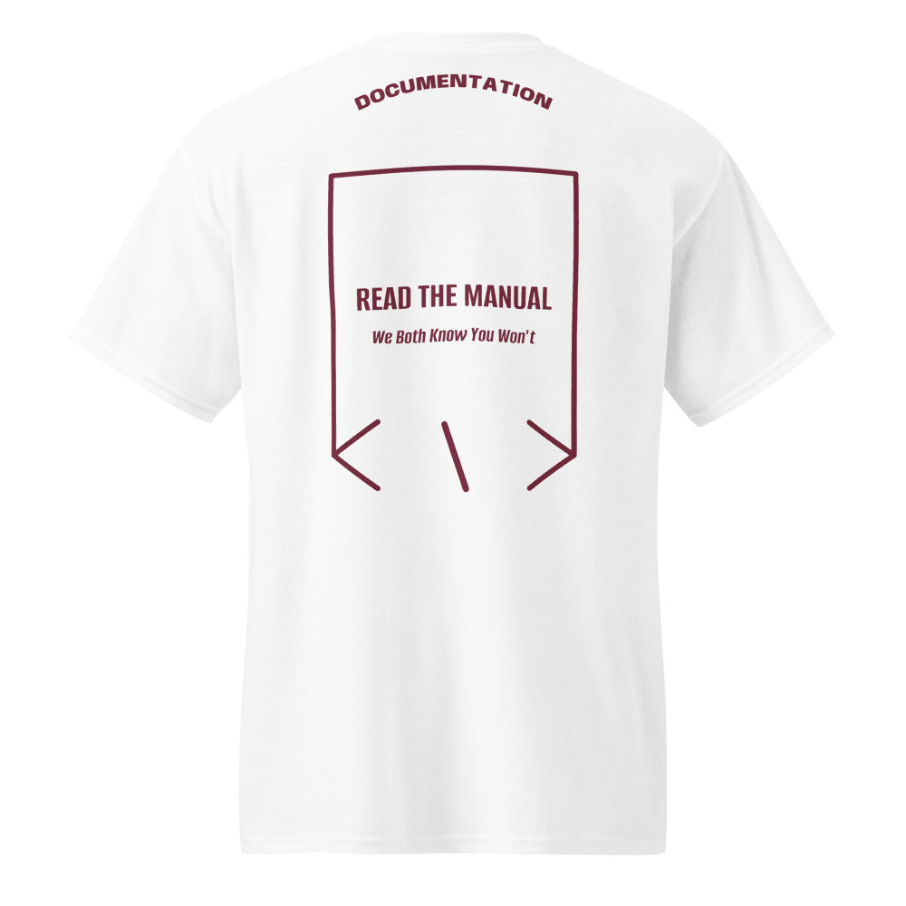 Read The Manual — White Maroon back mockup