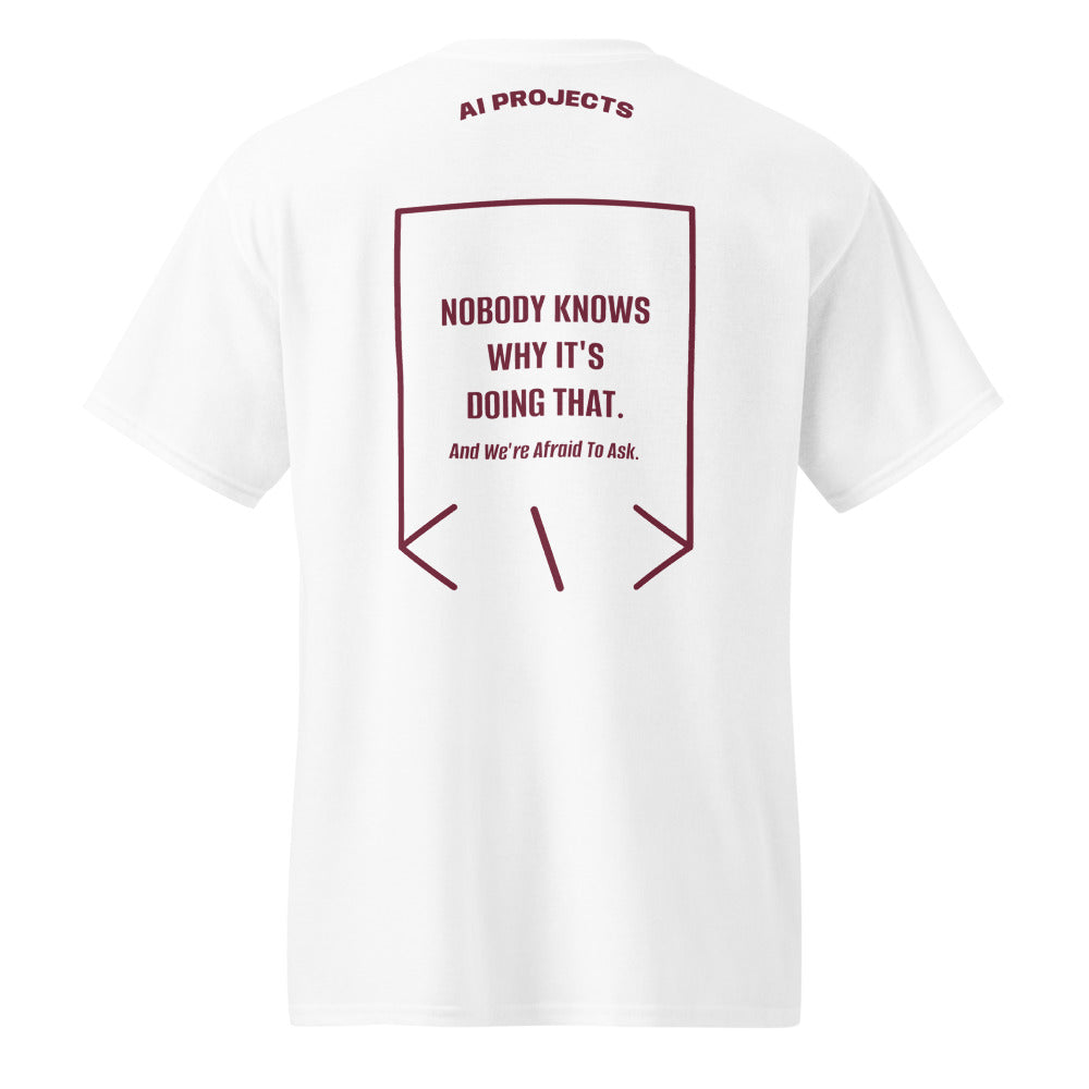 Nobody Knows Why It's Doing That. — White Maroon back mockup