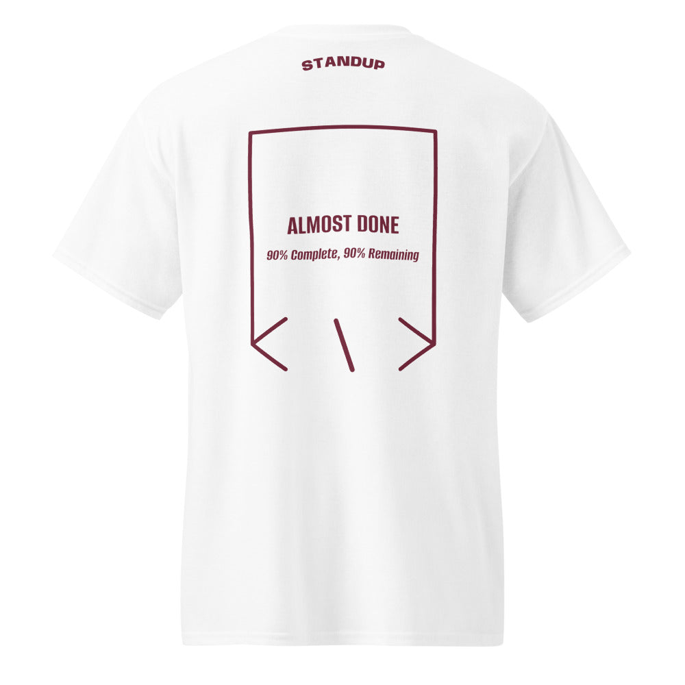 Almost Done — White Maroon back mockup