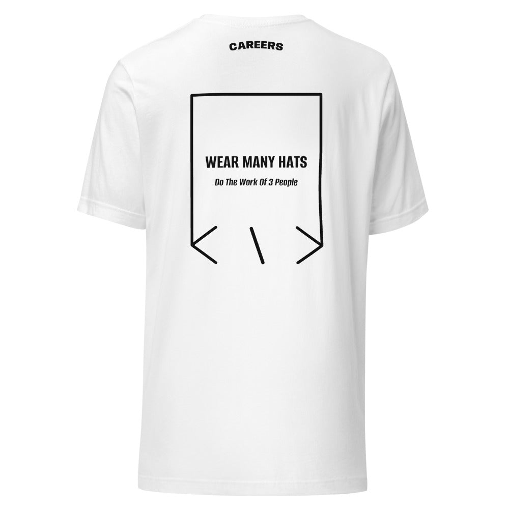 Wear Many Hats — White Black back mockup
