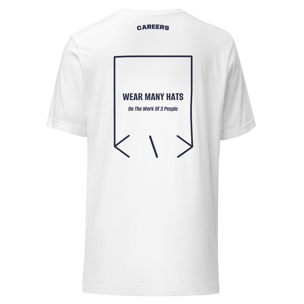 Wear Many Hats — White Navy back mockup