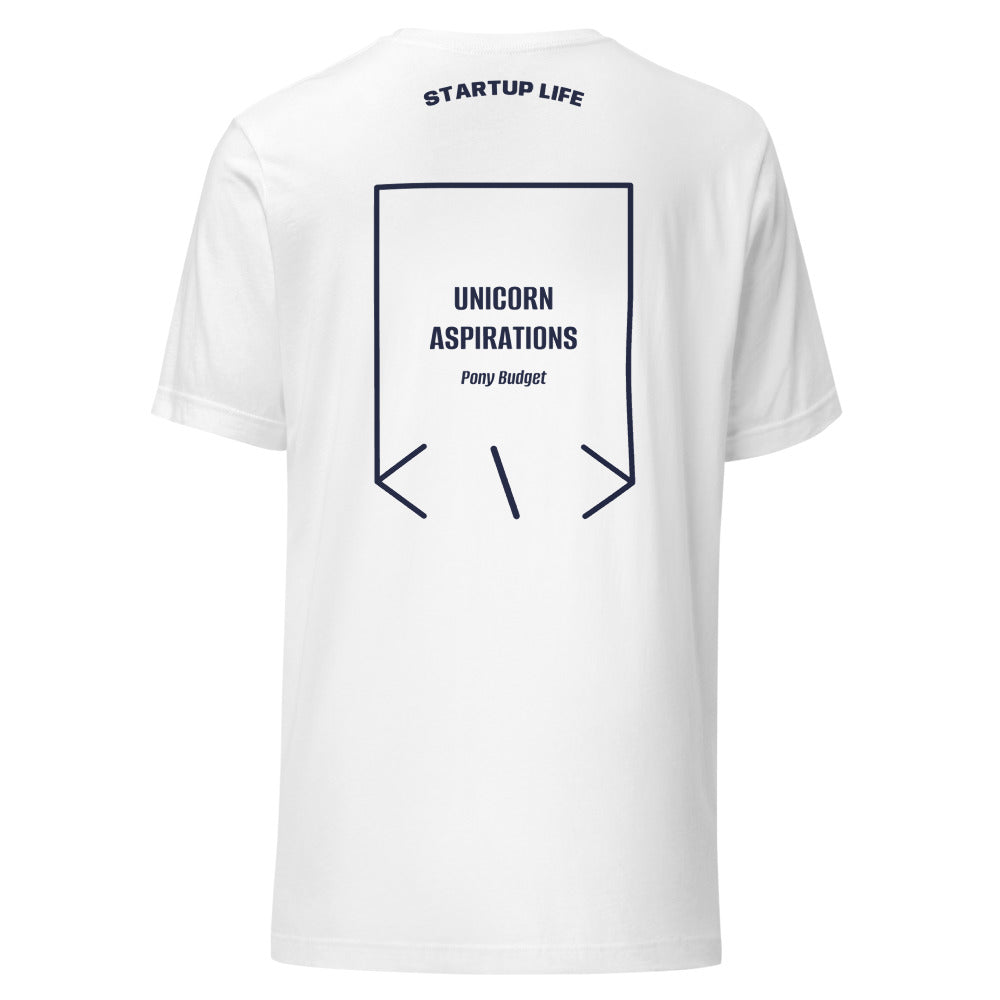 Unicorn Aspirations — White Navy back mockup