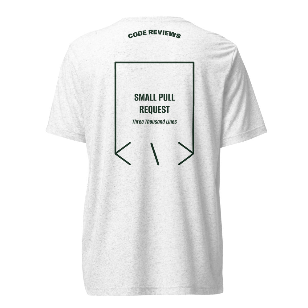 Small Pull Request — Solid White Triblend Emerald Triblend back mockup
