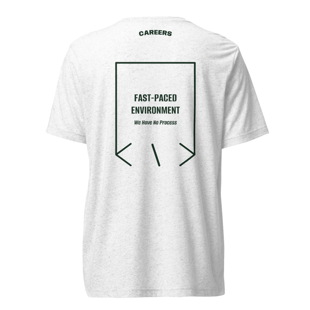 Fast-Paced Environment — Solid White Triblend Emerald Triblend back mockup