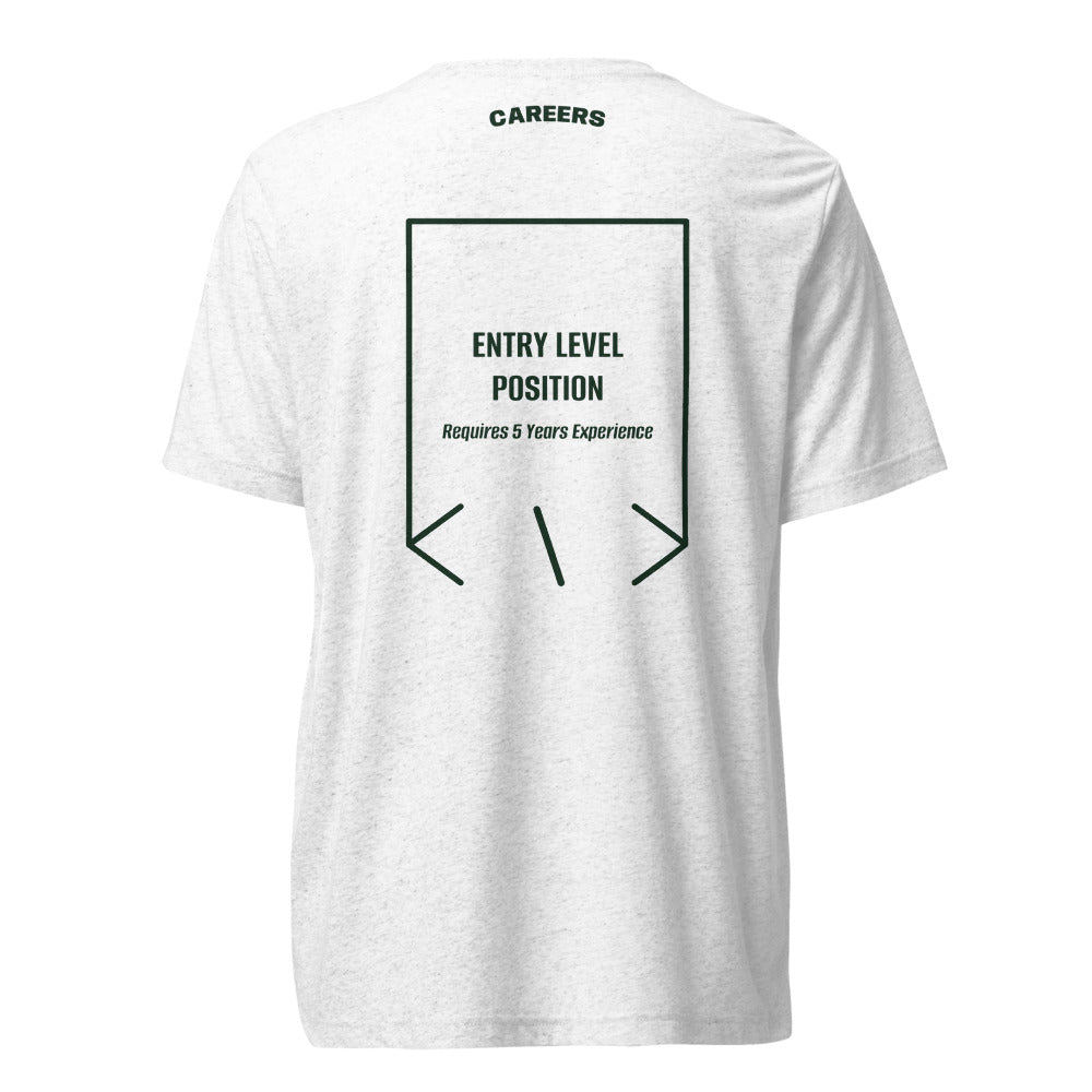 Entry Level Position — Solid White Triblend Emerald Triblend back mockup