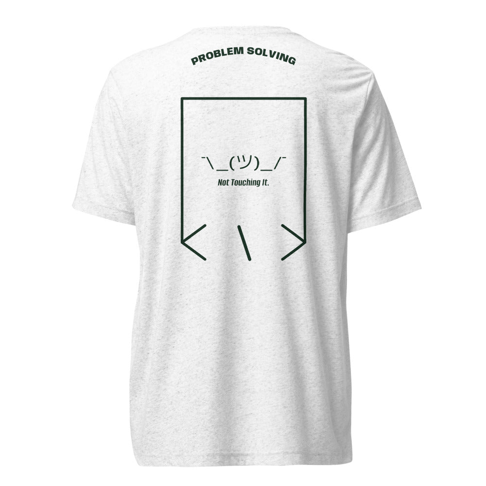 ¯\_(ツ)_/¯ — Solid White Triblend Emerald Triblend back mockup