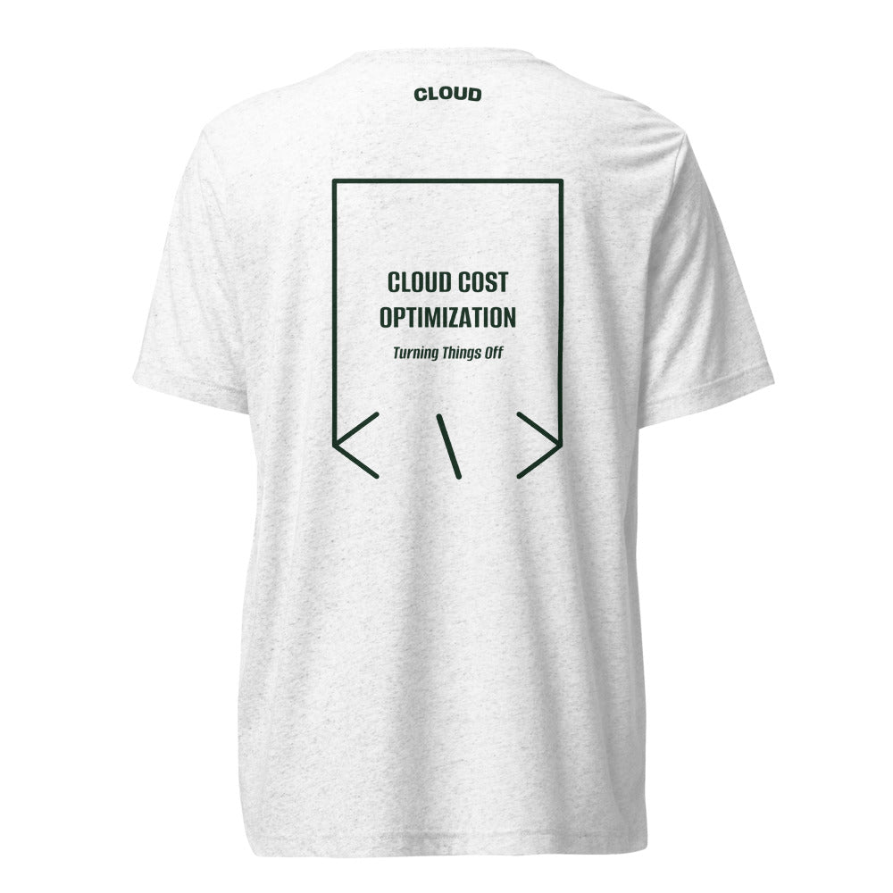 Cloud Cost Optimization — Solid White Triblend Emerald Triblend back mockup
