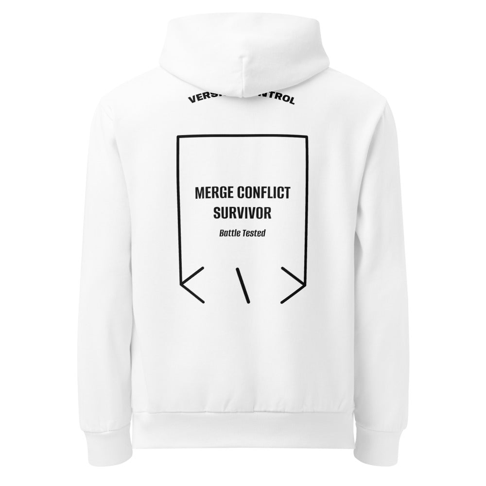 Merge Conflict Survivor — White Black back mockup