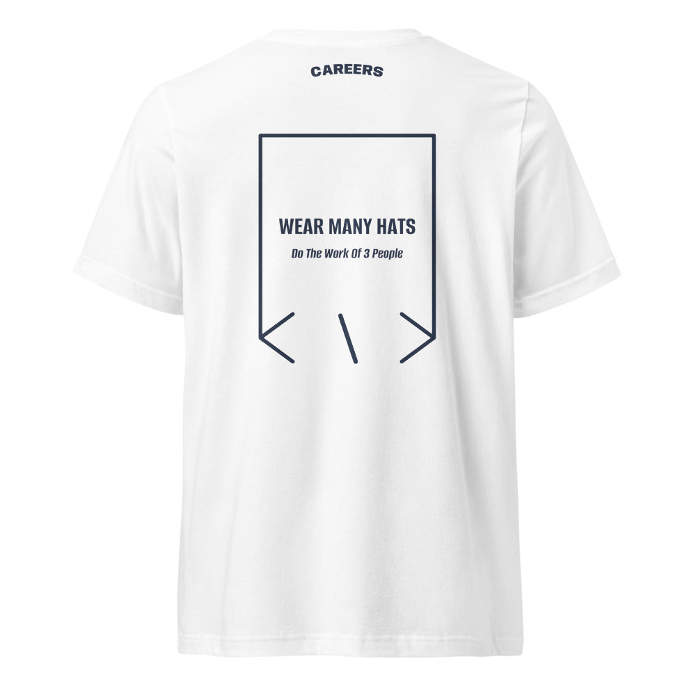 Wear Many Hats — White Navy back mockup