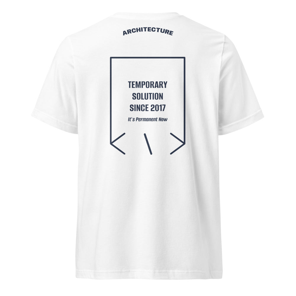 Temporary Solution Since 2017 — White Navy back mockup