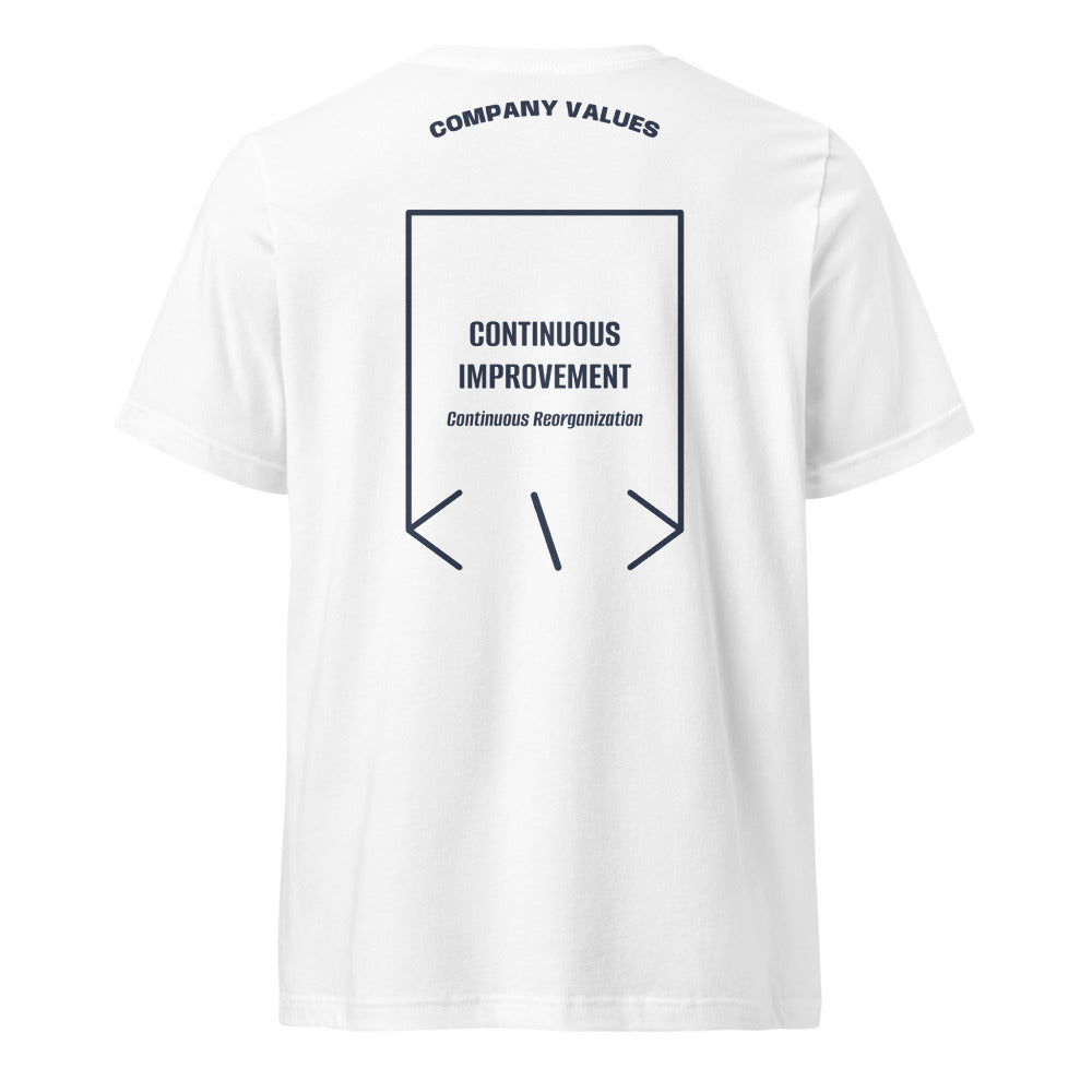 Continuous Improvement — White Navy back mockup