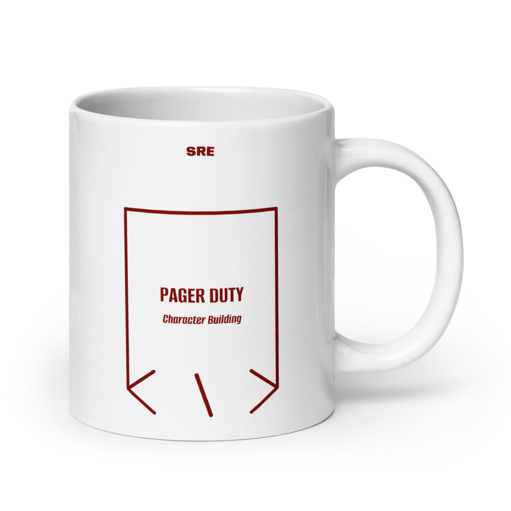 Pager Duty — White Maroon back mockup (20 oz)