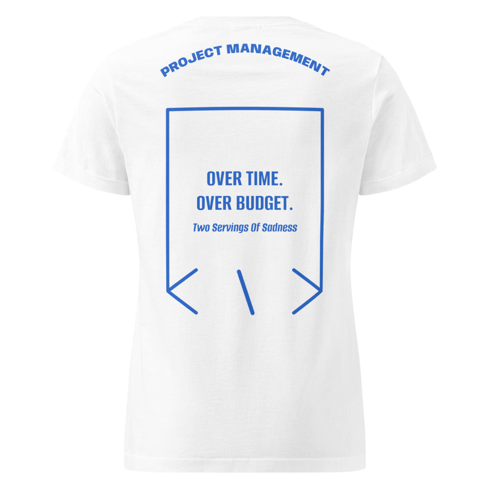 Over Time. Over Budget. — White Royal back mockup