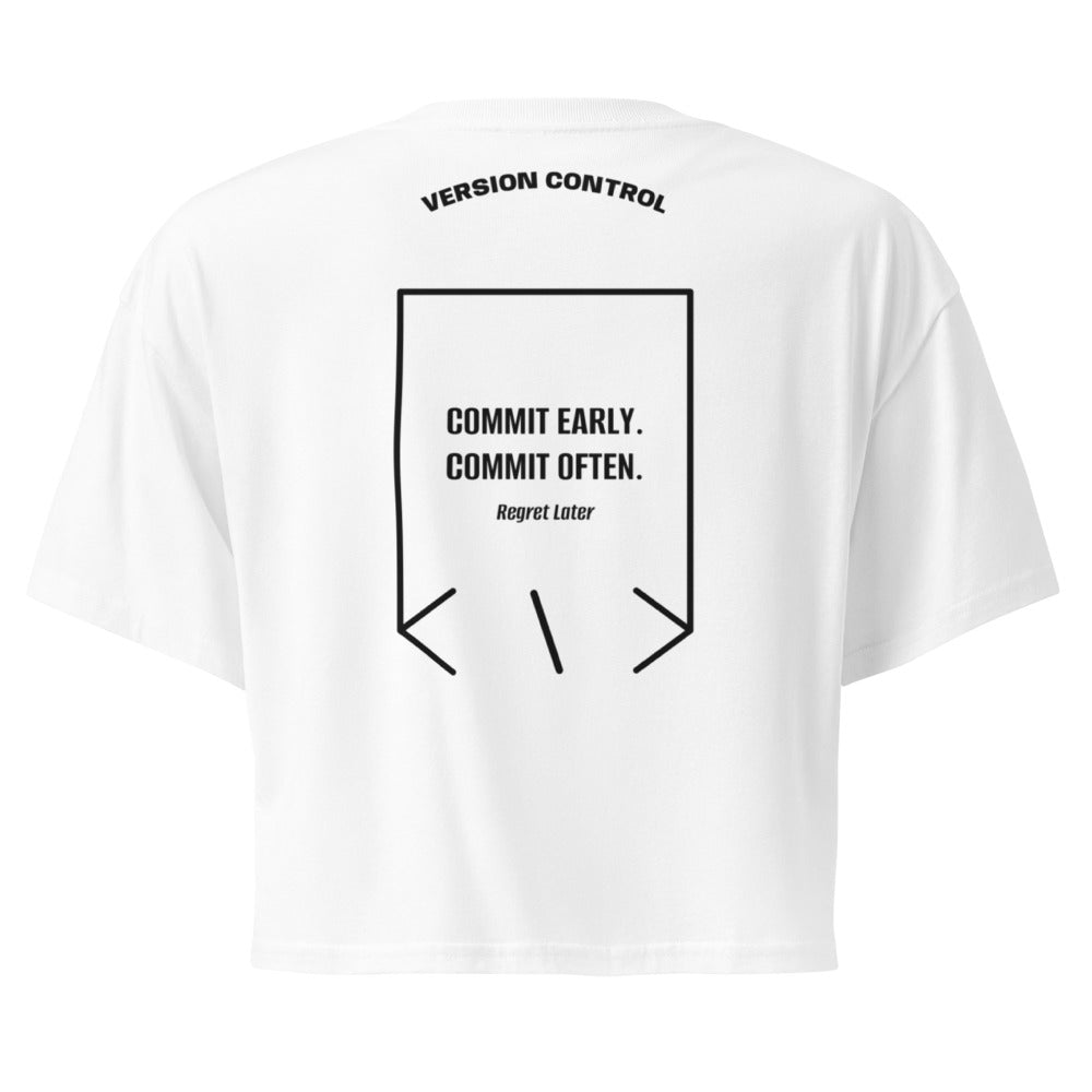 Commit Early. Commit Often. — White Black back mockup