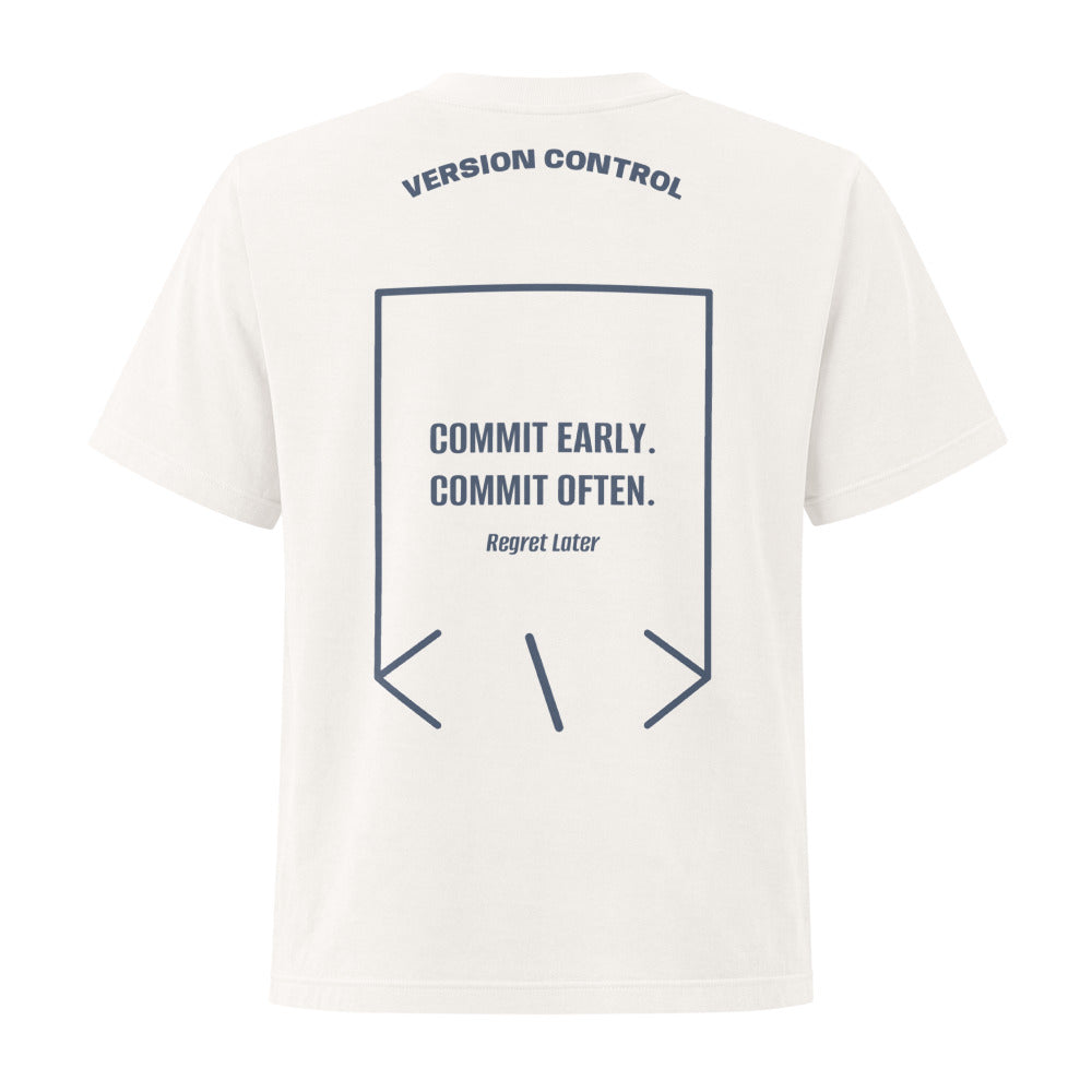 Commit Early. Commit Often. — Vintage White Washed Navy back mockup