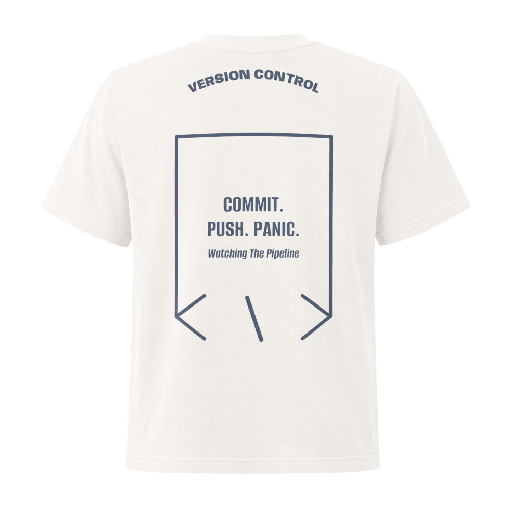 Commit. Push. Panic. — Vintage White Washed Navy back mockup