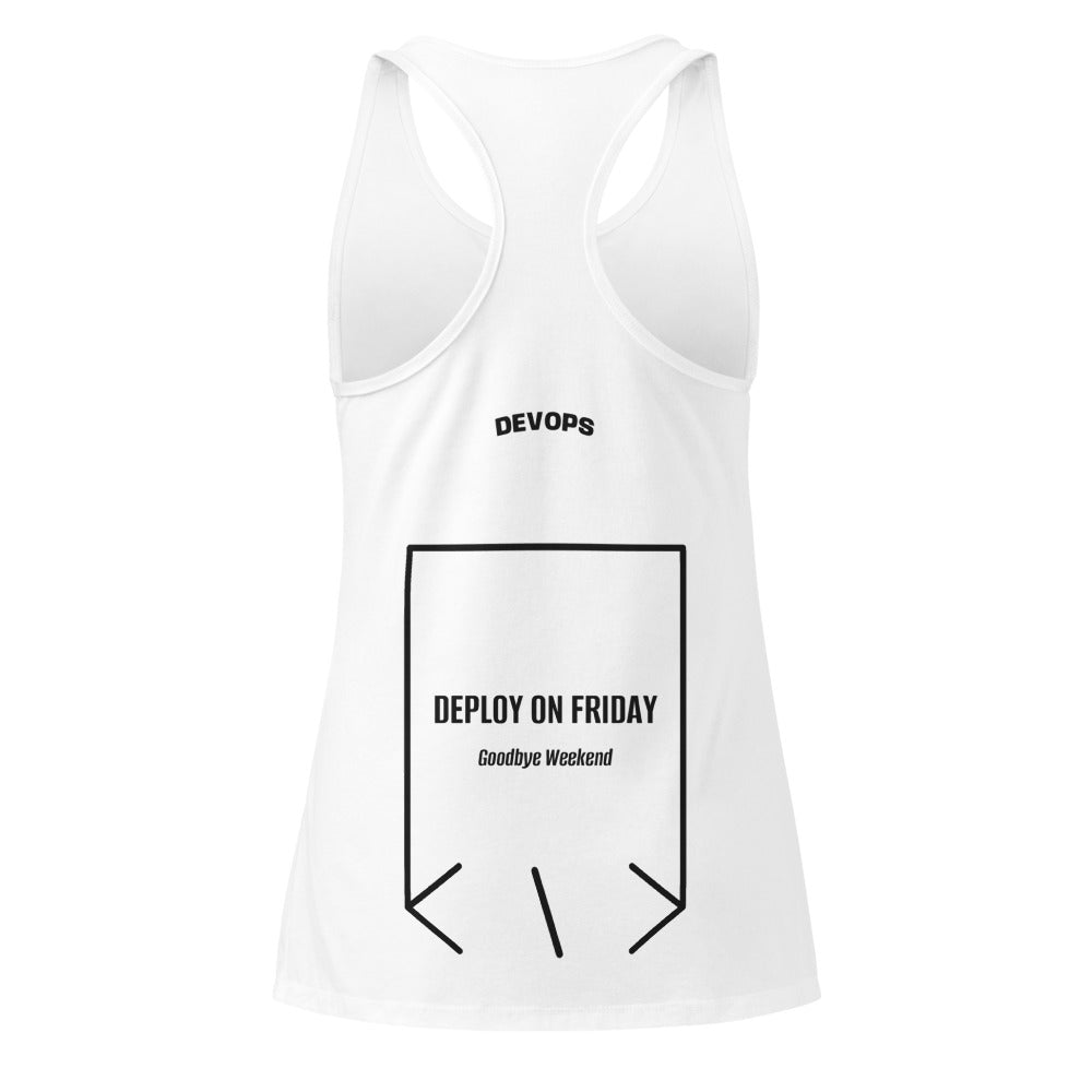 Deploy On Friday — White Black back mockup