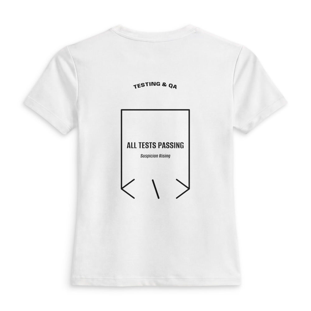 All Tests Passing — White Black back mockup