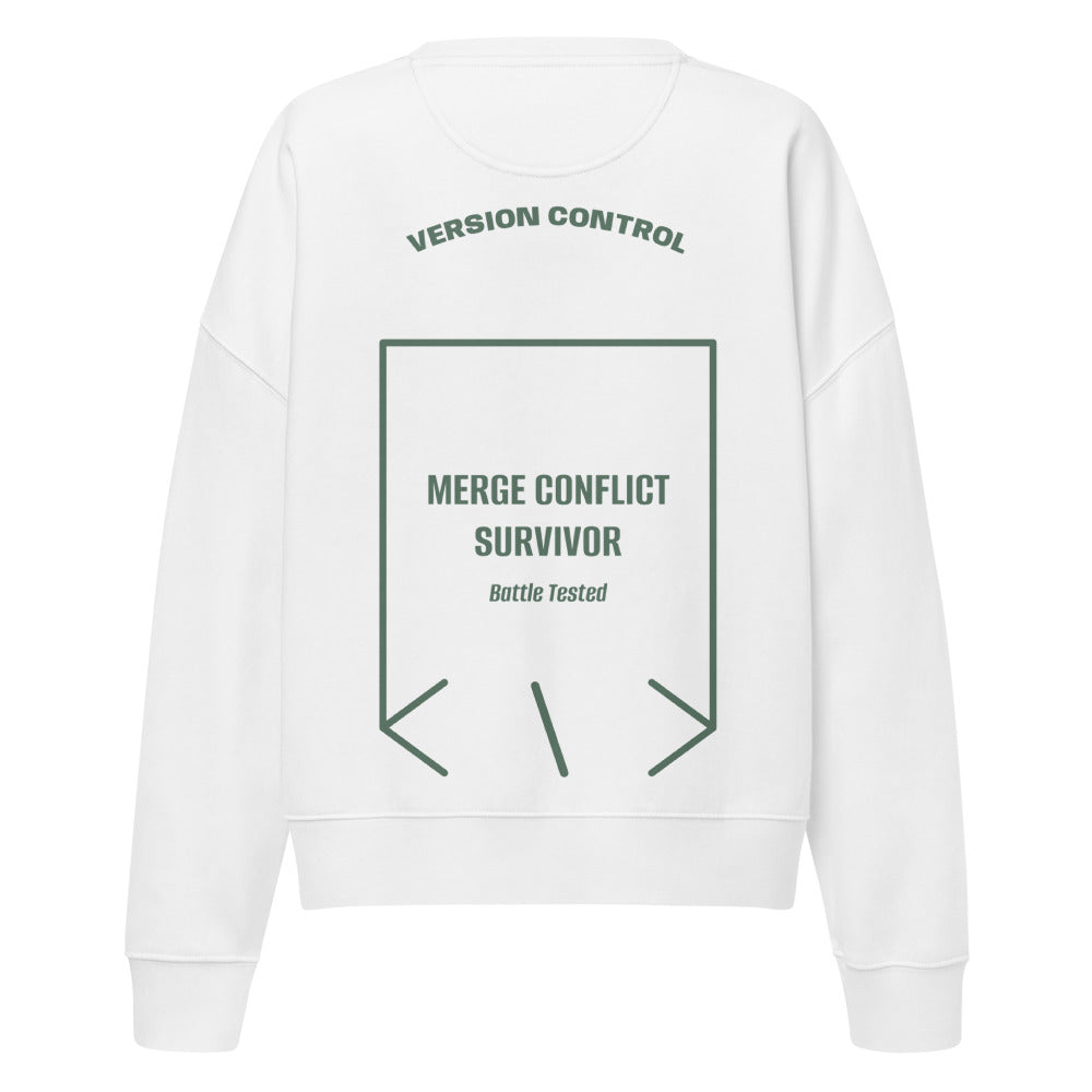 Merge Conflict Survivor — White Green Bay back mockup