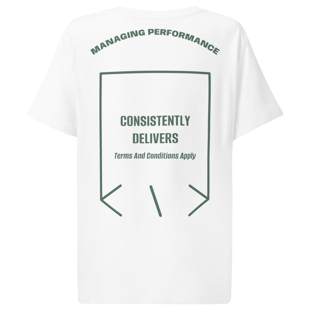 Consistently Delivers — White Green Bay back mockup
