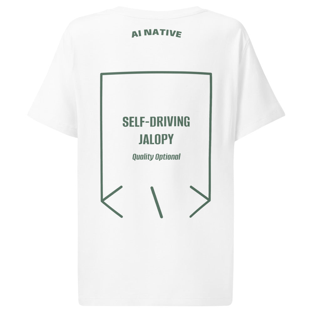Self-Driving Jalopy — White Green Bay back mockup