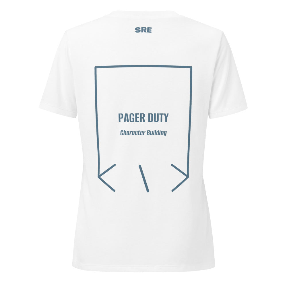Pager Duty — Solid White Blend Heather Slate back mockup