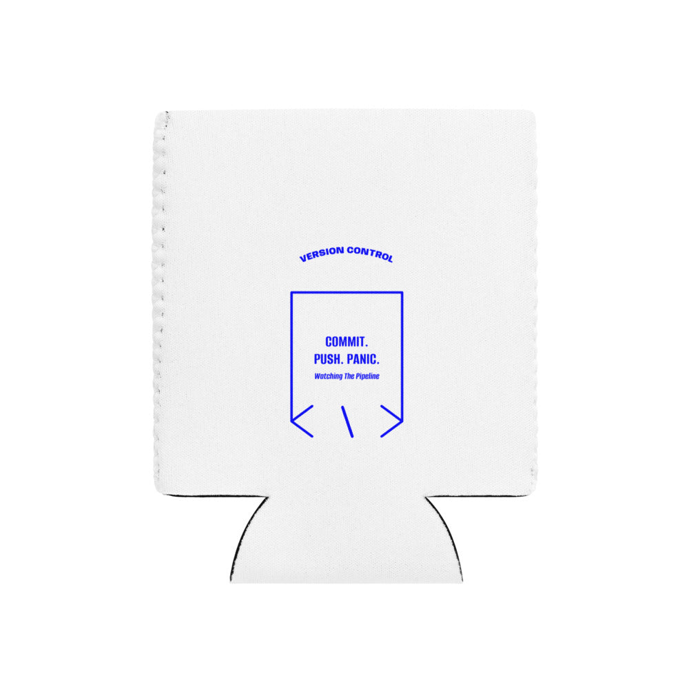 Commit. Push. Panic. — White Blue back mockup