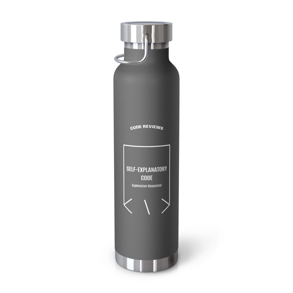 Self-Explanatory Code — Grey White back mockup (22oz)