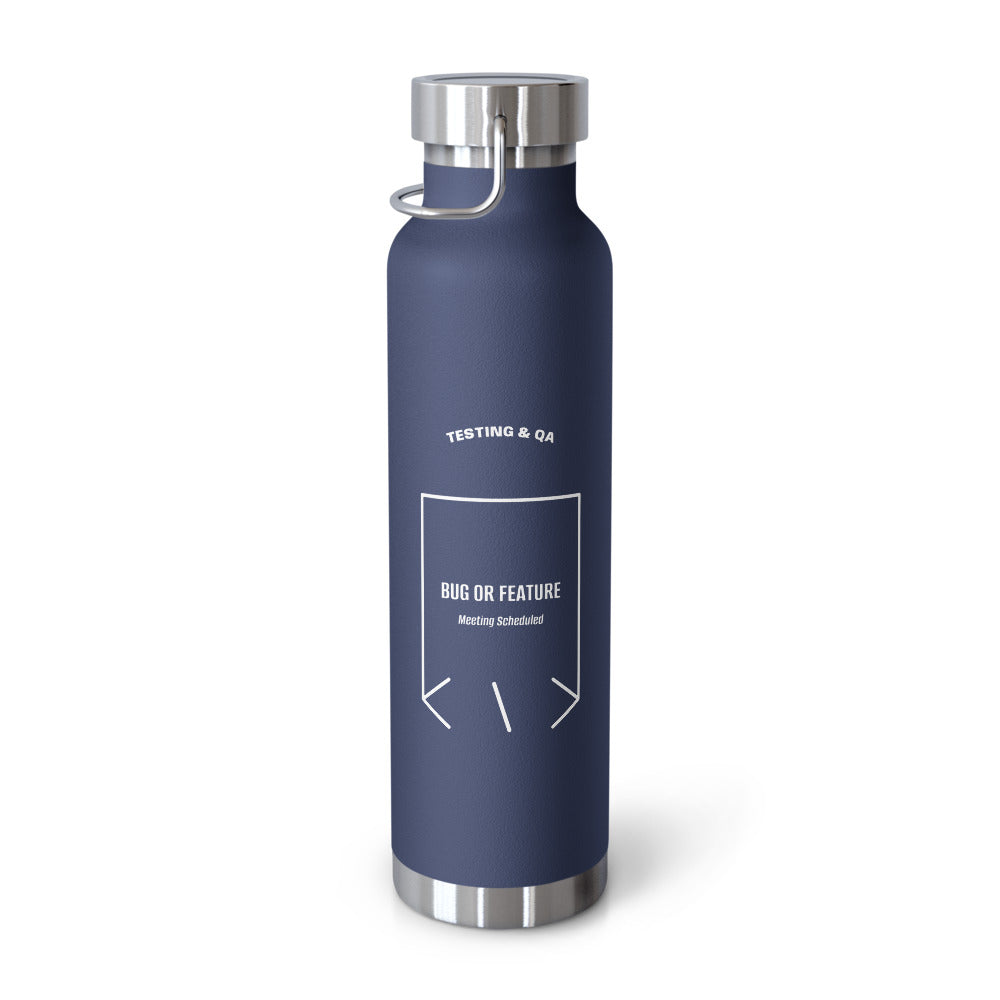 Bug Or Feature — Navy White back mockup (22oz)