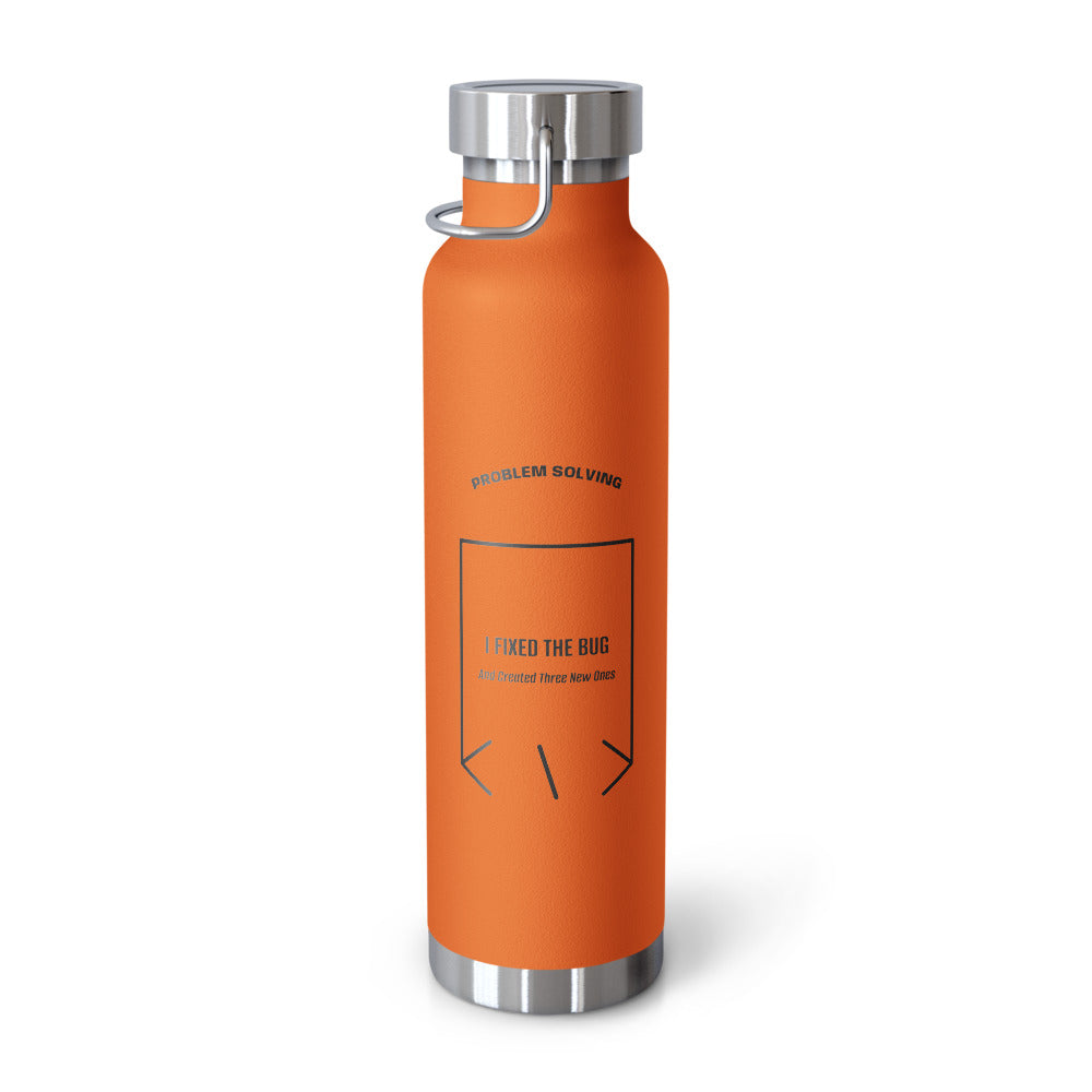 I Fixed The Bug — Orange Black back mockup (22oz)