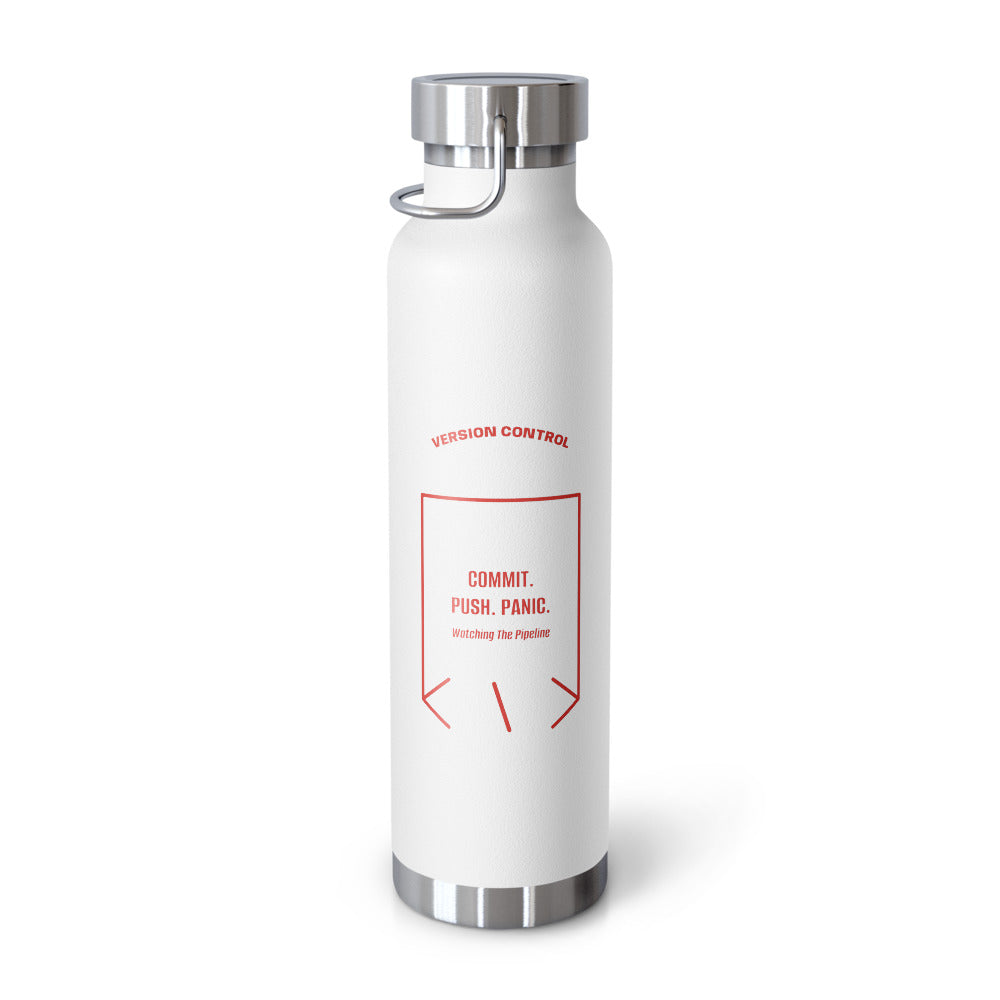 Commit. Push. Panic. — White Red back mockup (22oz)