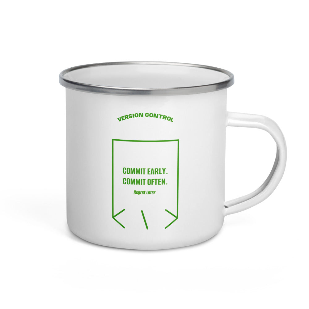 Commit Early. Commit Often. — White Green back mockup (12 oz)
