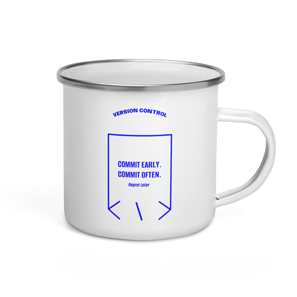 Commit Early. Commit Often. — White Blue back mockup (12 oz)