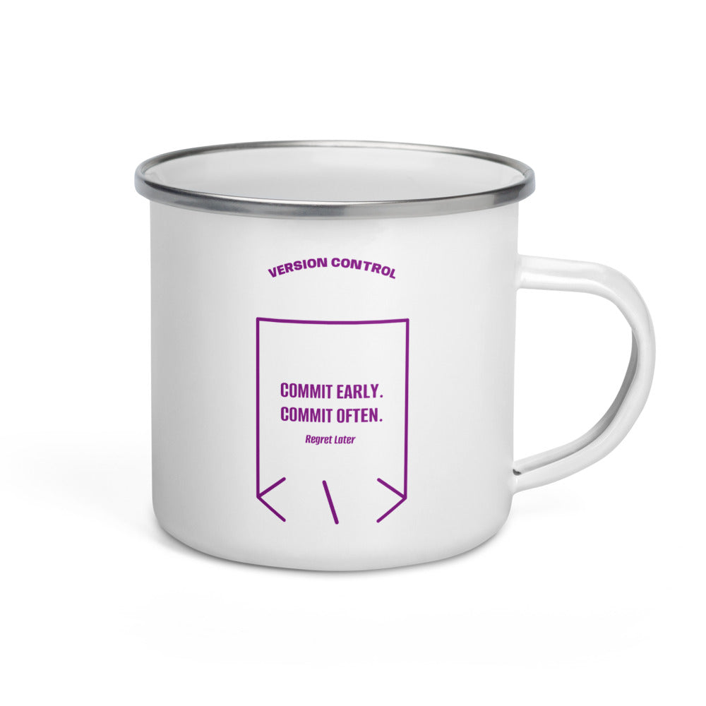 Commit Early. Commit Often. — White Purple back mockup (12 oz)