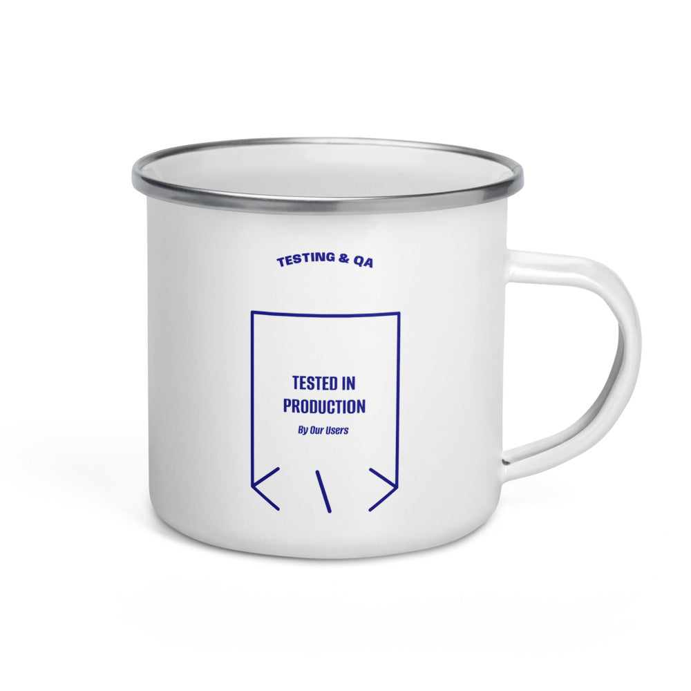 Tested In Production — White Navy back mockup (12 oz)