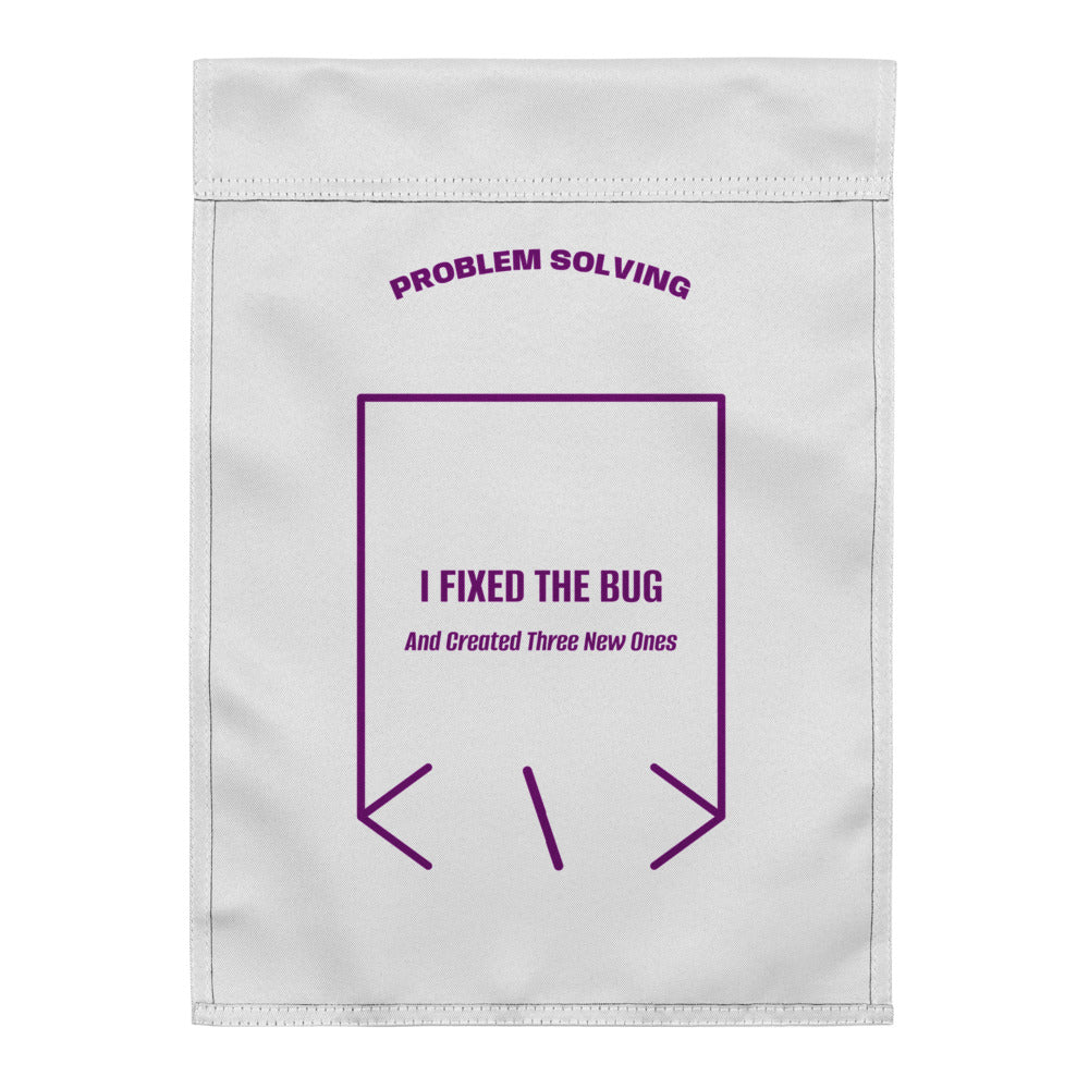 I Fixed The Bug — White Purple back mockup