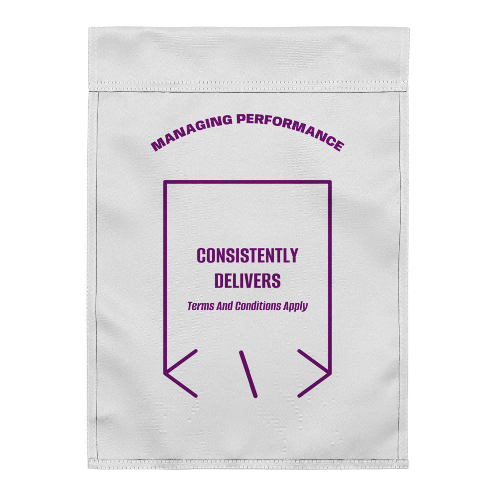 Consistently Delivers — White Purple back mockup