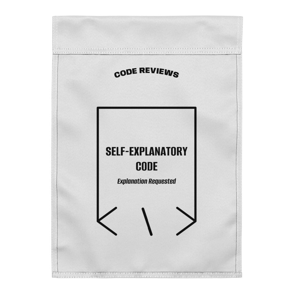 Self-Explanatory Code — White Black back mockup