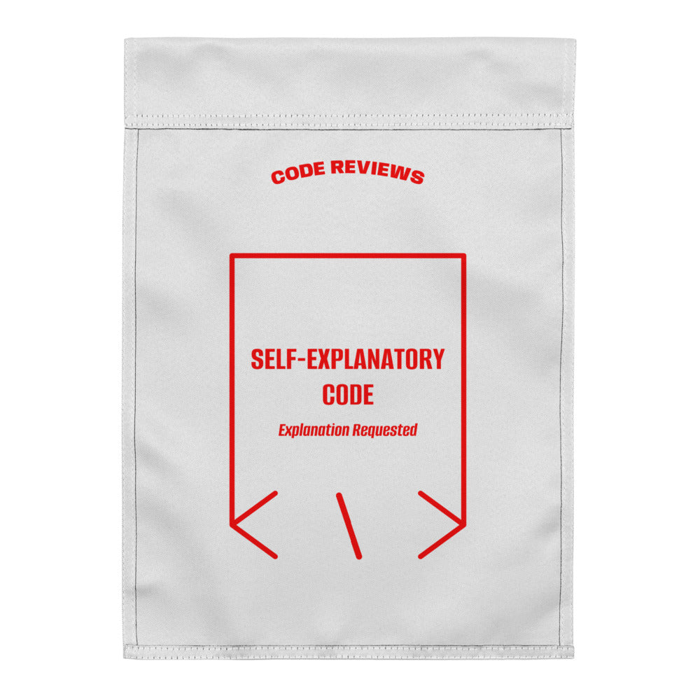 Self-Explanatory Code — White Red back mockup