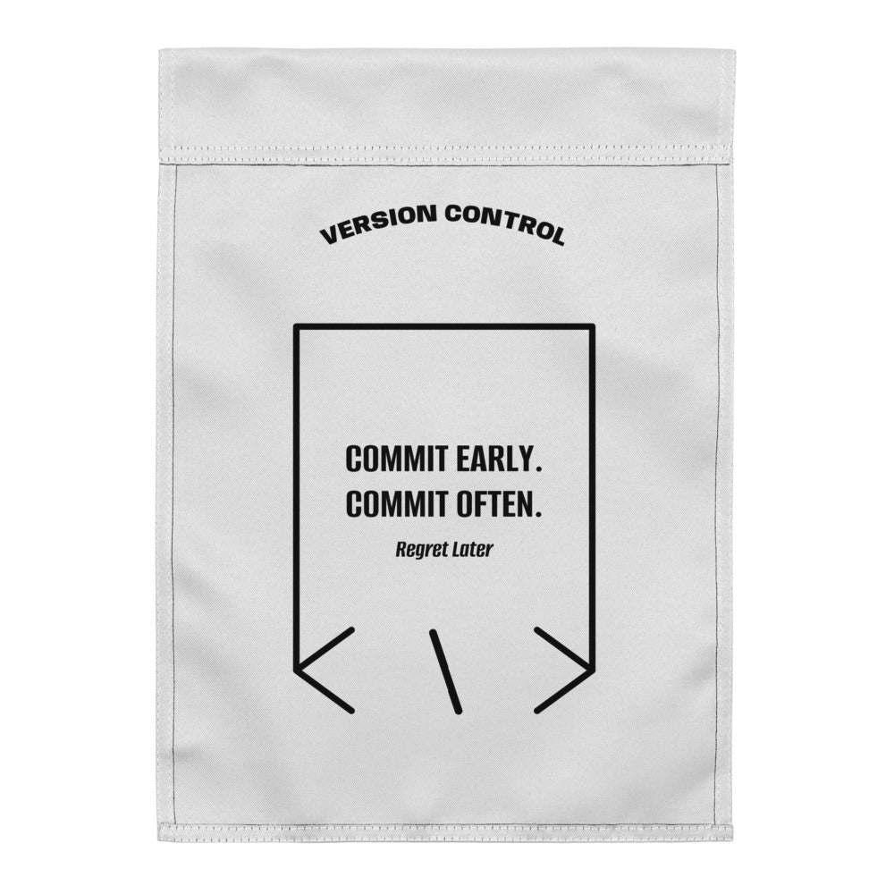 Commit Early. Commit Often. — White Black back mockup