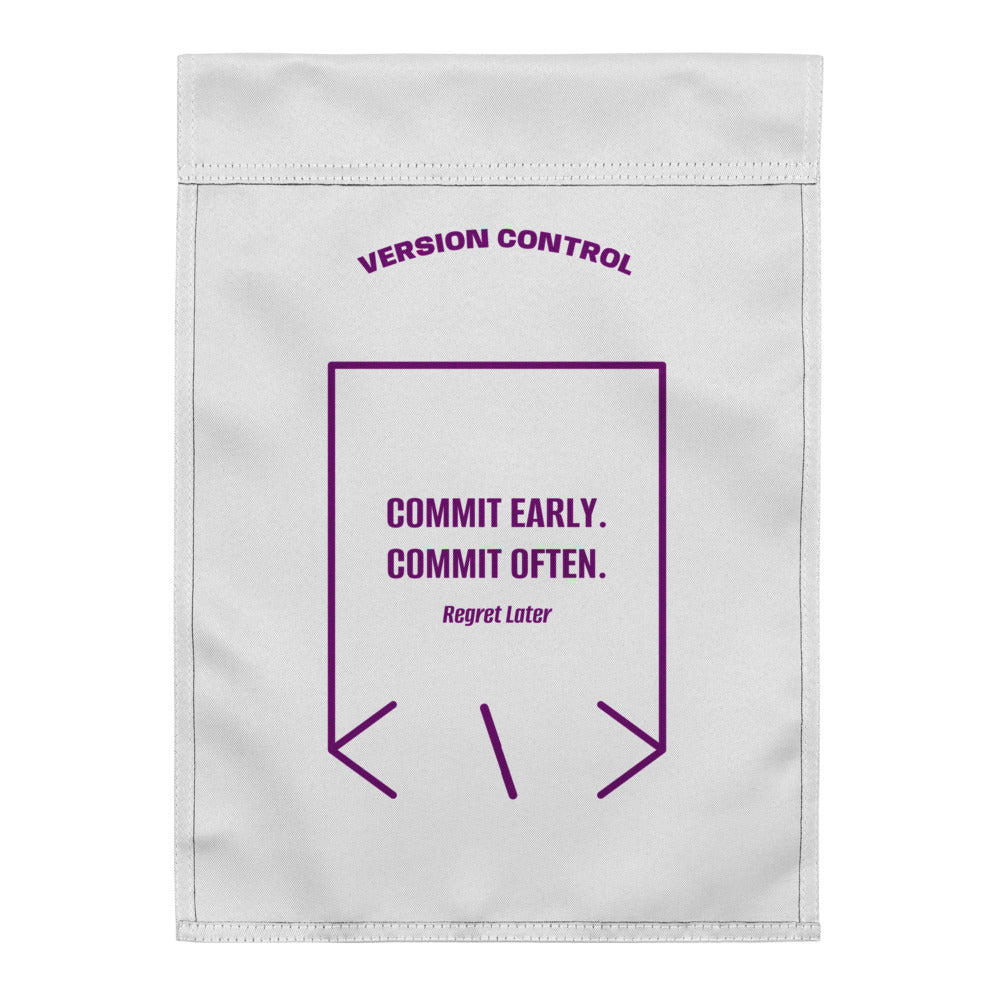 Commit Early. Commit Often. — White Purple back mockup