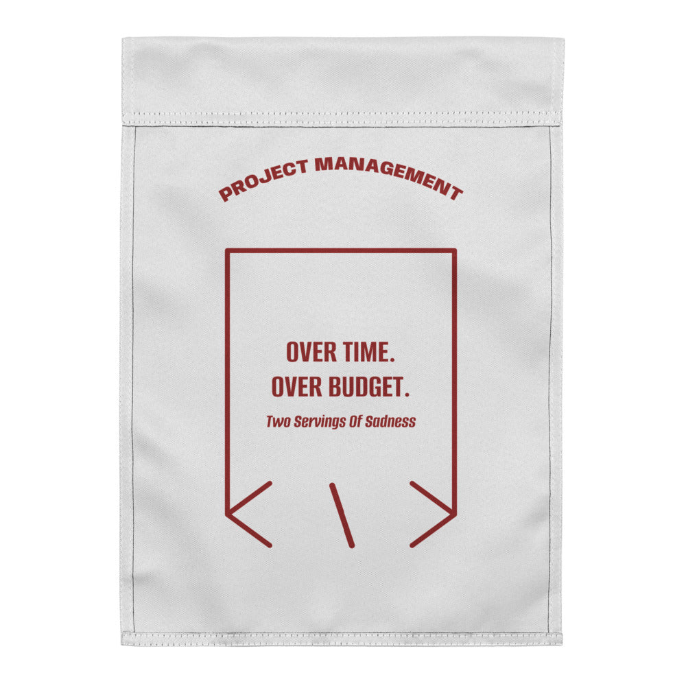 Over Time. Over Budget. — White Brown back mockup