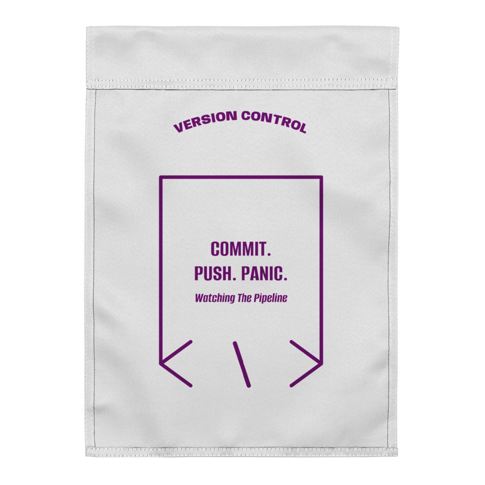 Commit. Push. Panic. — White Purple back mockup