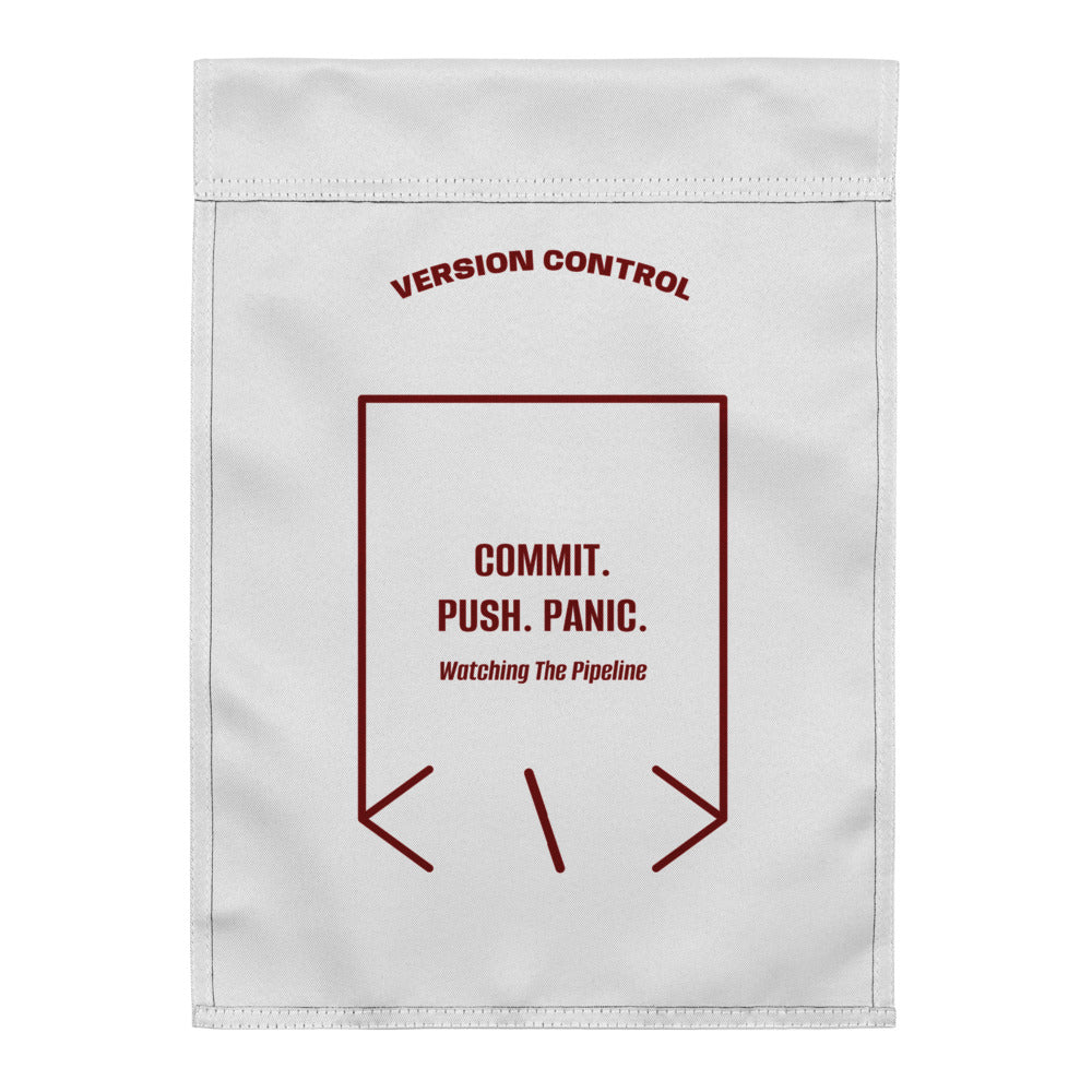 Commit. Push. Panic. — White Maroon back mockup