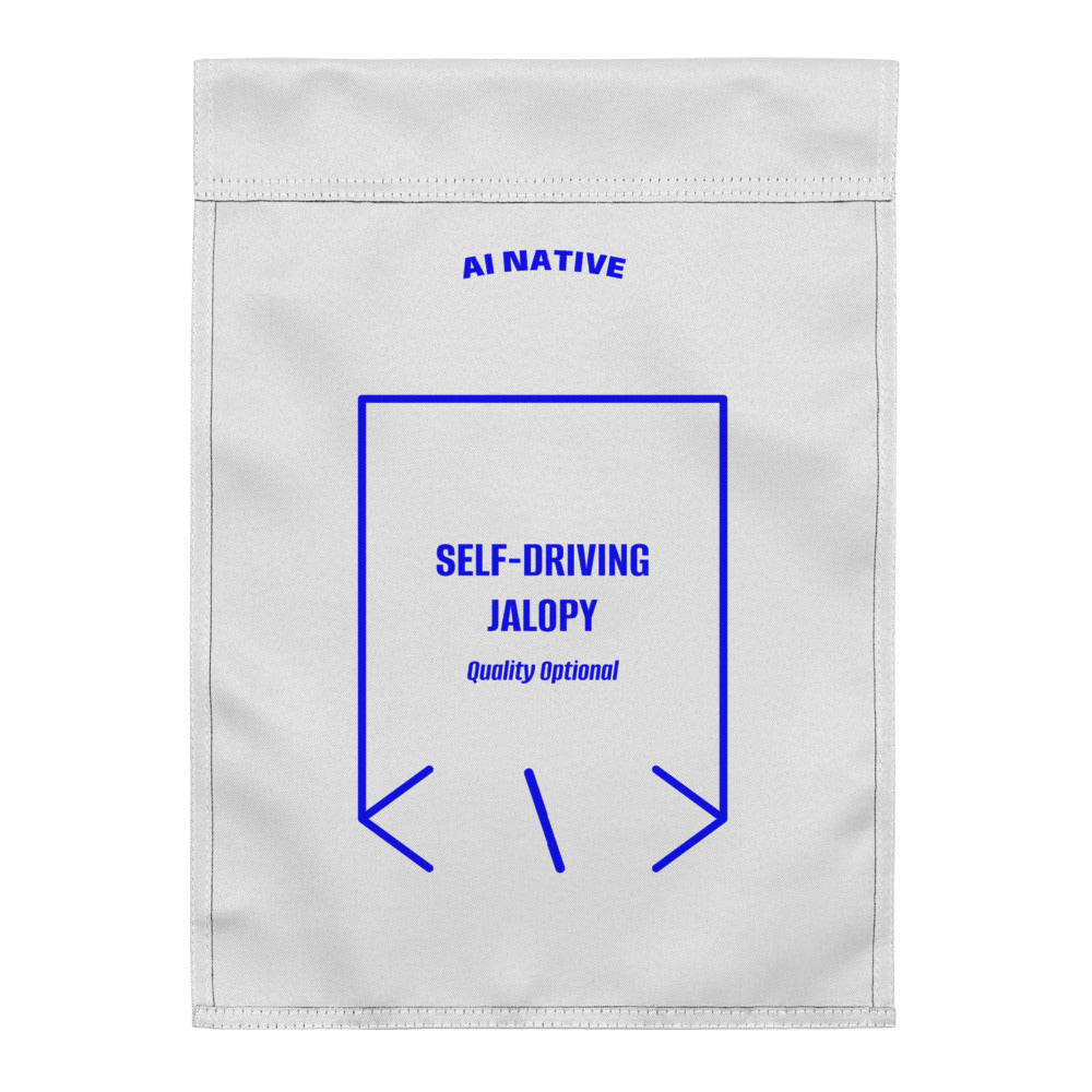 Self-Driving Jalopy — White Blue back mockup