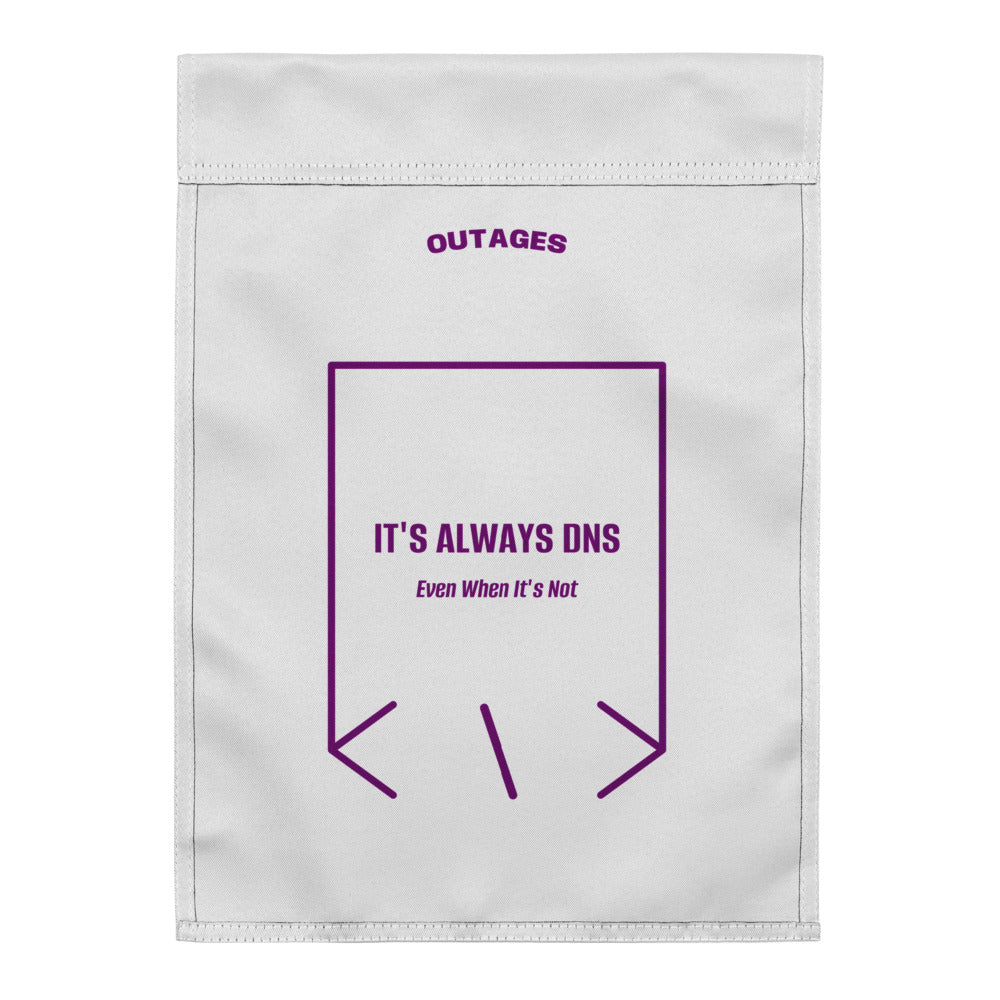 It's Always DNS — White Purple back mockup