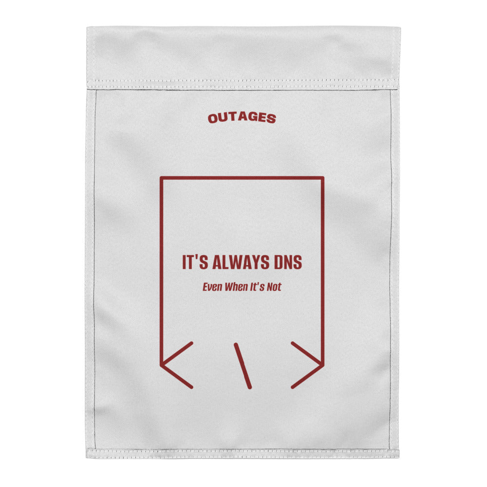 It's Always DNS — White Brown back mockup