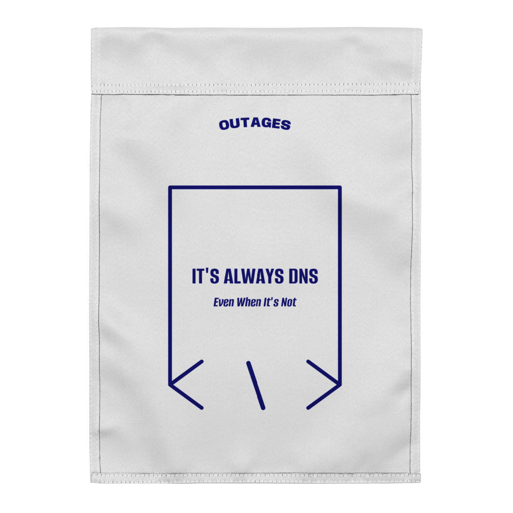 It's Always DNS — White Navy back mockup